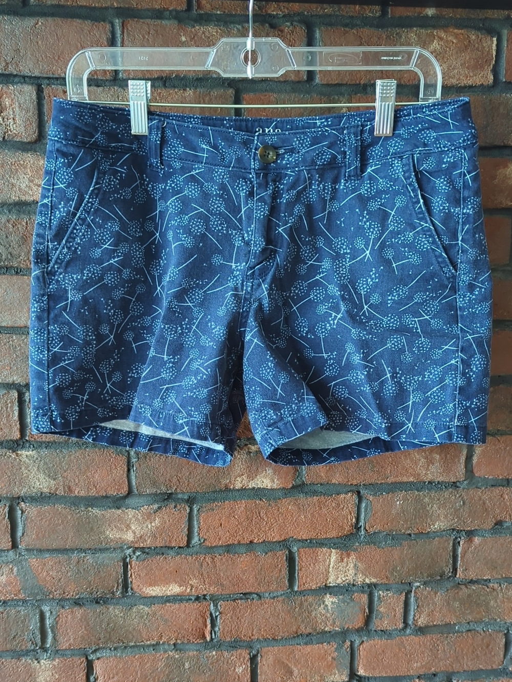 Women's Navy Blue Floral Print Flat Front Shorts
